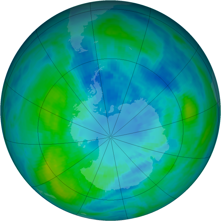 Antarctic ozone map for 02 April 1990